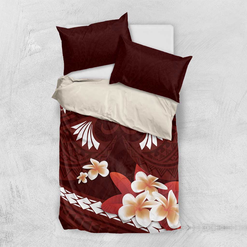 Oxblood Polynesia Bedding Set Tribal Pattern Tropical Frangipani LT14 US Twin 172cm x 218cm Oxblood - Polynesian Pride