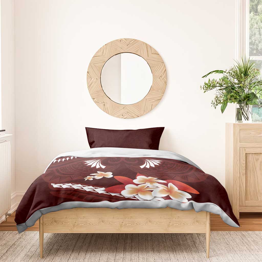 Oxblood Polynesia Bedding Set Tribal Pattern Tropical Frangipani LT14 - Polynesian Pride