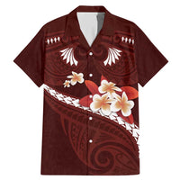 Oxblood Polynesia Family Matching Mermaid Dress and Hawaiian Shirt Tribal Pattern Tropical Frangipani