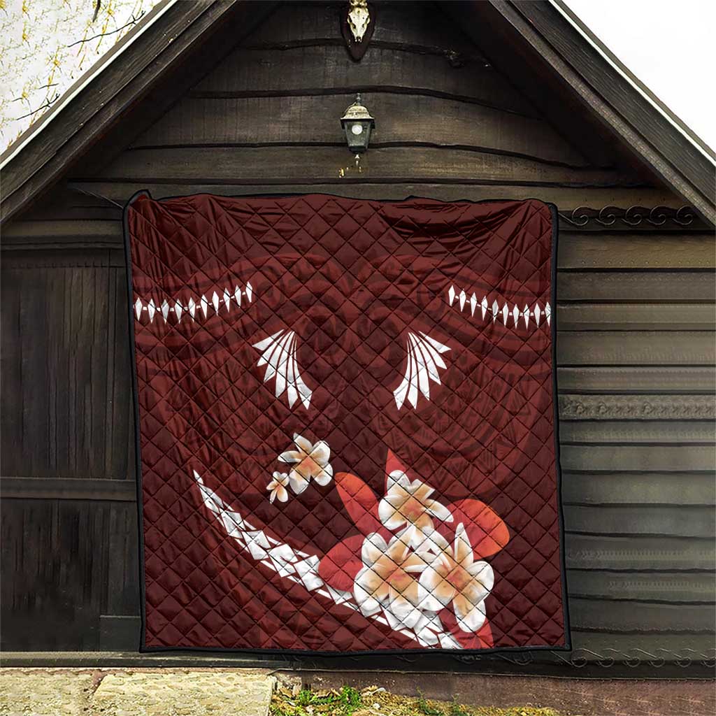 Oxblood Polynesia Quilt Tribal Pattern Tropical Frangipani LT14 - Polynesian Pride