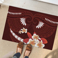 Oxblood Polynesia Rubber Doormat Tribal Pattern Tropical Frangipani LT14 - Polynesian Pride
