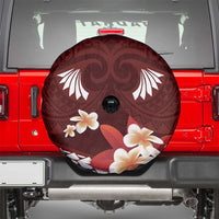 Oxblood Polynesia Spare Tire Cover Tribal Pattern Tropical Frangipani