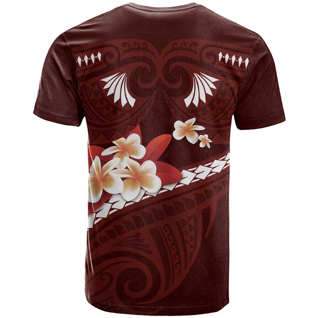 Oxblood Polynesia T Shirt Tribal Pattern Tropical Frangipani LT14 - Polynesian Pride