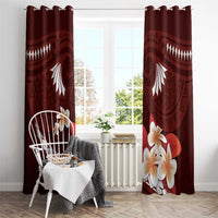 Oxblood Polynesia Window Curtain Tribal Pattern Tropical Frangipani