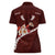 Oxblood Polynesia Women Polo Shirt Tribal Pattern Tropical Frangipani