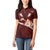 Oxblood Polynesia Women Polo Shirt Tribal Pattern Tropical Frangipani