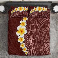 Oxblood Tropical Plumeria With Galaxy Polynesian Art Bedding Set