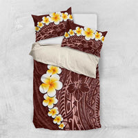 Oxblood Tropical Plumeria With Galaxy Polynesian Art Bedding Set