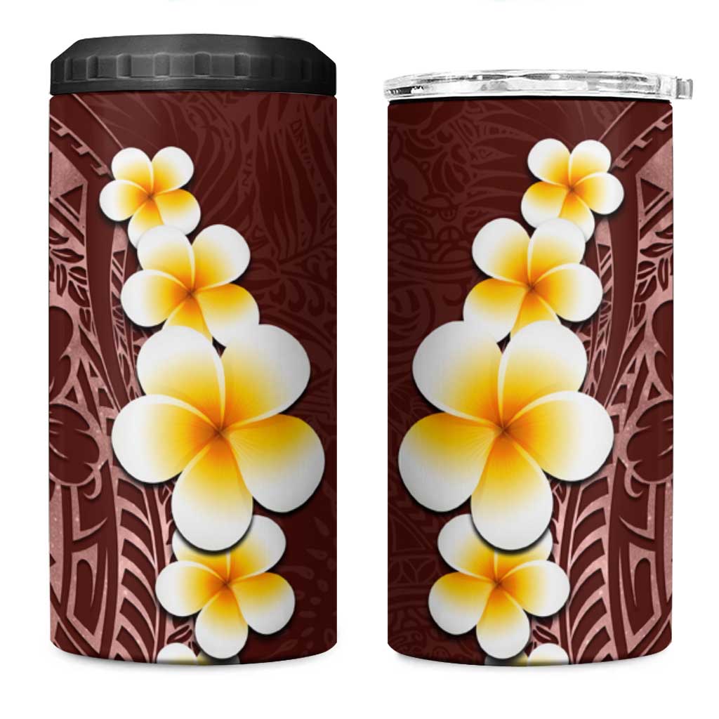 Oxblood Tropical Plumeria With Galaxy Polynesian Art 4 in 1 Can Cooler Tumbler LT14 One Size: 16 oz Oxblood - Polynesian Pride