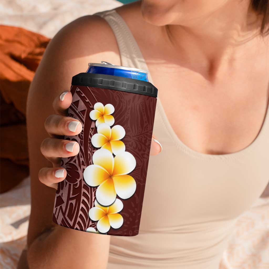 Oxblood Tropical Plumeria With Galaxy Polynesian Art 4 in 1 Can Cooler Tumbler LT14 - Polynesian Pride