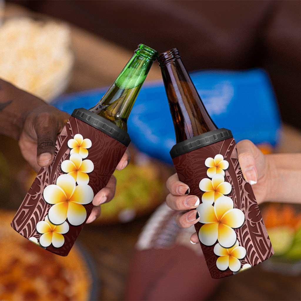 Oxblood Tropical Plumeria With Galaxy Polynesian Art 4 in 1 Can Cooler Tumbler LT14 - Polynesian Pride