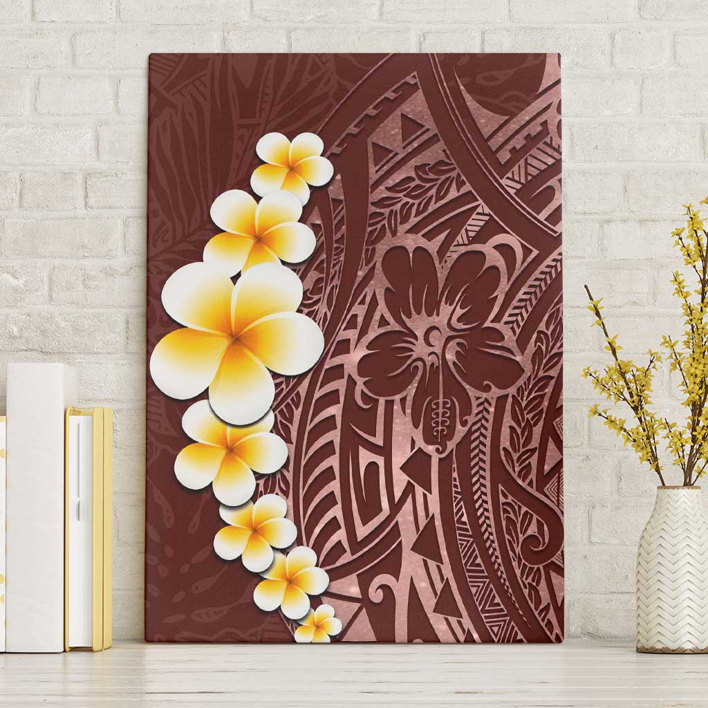 Oxblood Tropical Plumeria With Galaxy Polynesian Art Canvas Wall Art