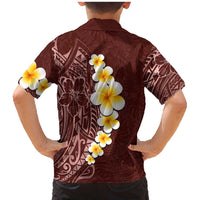 Oxblood Tropical Plumeria With Galaxy Polynesian Art Family Matching Mermaid Dress and Hawaiian Shirt