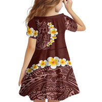 Oxblood Tropical Plumeria With Galaxy Polynesian Art Family Matching Short Sleeve Bodycon Dress and Hawaiian Shirt