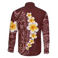 Oxblood Tropical Plumeria With Galaxy Polynesian Art Family Matching Summer Maxi Dress and Hawaiian Shirt