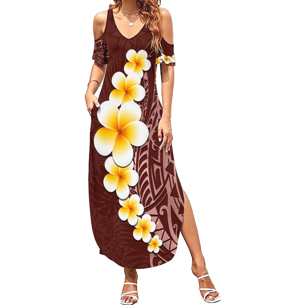 Oxblood Tropical Plumeria With Galaxy Polynesian Art Family Matching Summer Maxi Dress and Hawaiian Shirt