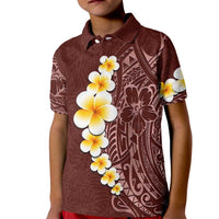 Oxblood Tropical Plumeria With Galaxy Polynesian Art Kid Polo Shirt LT14 Kid Oxblood - Polynesian Pride