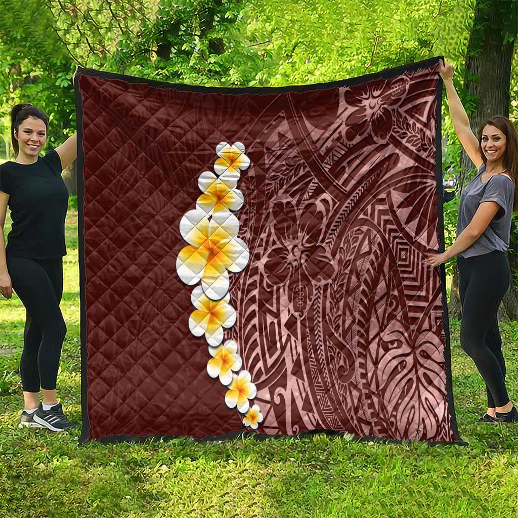 Oxblood Tropical Plumeria With Galaxy Polynesian Art Quilt LT14 - Polynesian Pride