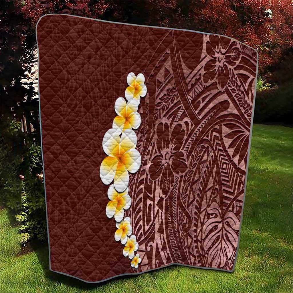 Oxblood Tropical Plumeria With Galaxy Polynesian Art Quilt LT14 - Polynesian Pride