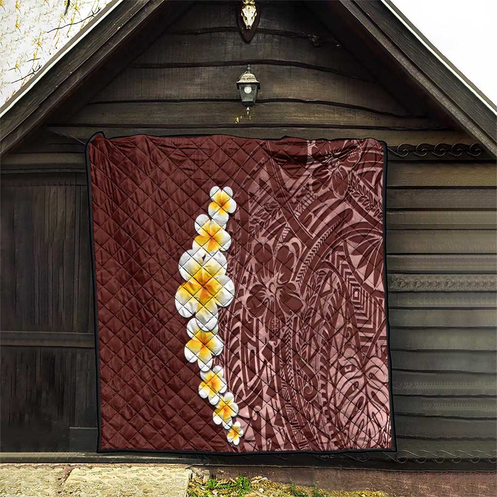 Oxblood Tropical Plumeria With Galaxy Polynesian Art Quilt LT14 - Polynesian Pride