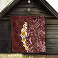 Oxblood Tropical Plumeria With Galaxy Polynesian Art Quilt LT14 - Polynesian Pride