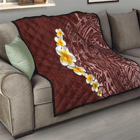 Oxblood Tropical Plumeria With Galaxy Polynesian Art Quilt LT14 - Polynesian Pride