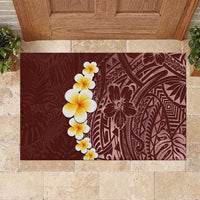 Oxblood Tropical Plumeria With Galaxy Polynesian Art Rubber Doormat LT14 Oxblood - Polynesian Pride