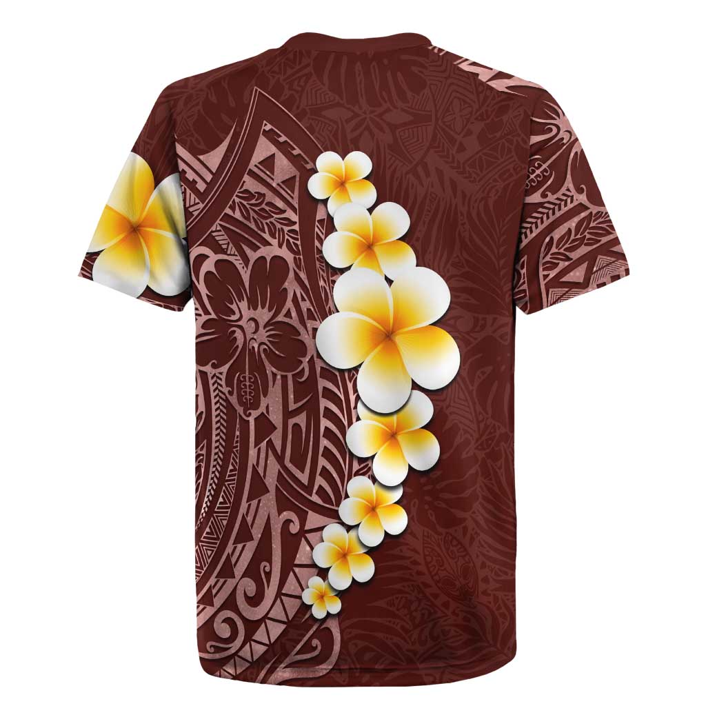 Oxblood Tropical Plumeria With Galaxy Polynesian Art Rugby Jersey