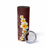 Oxblood Tropical Plumeria With Galaxy Polynesian Art Skinny Tumbler LT14 - Polynesian Pride