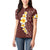 Oxblood Tropical Plumeria With Galaxy Polynesian Art Women Polo Shirt