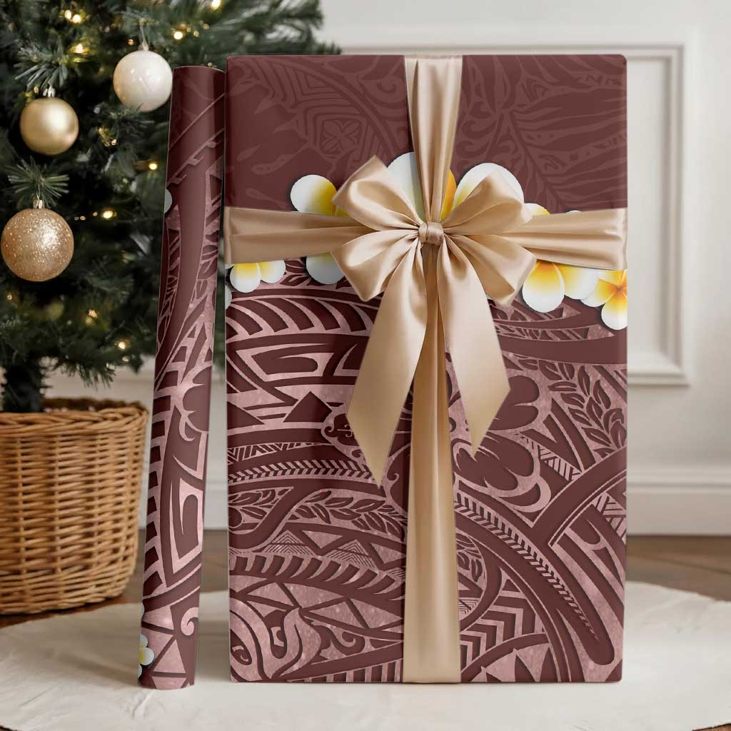 Oxblood Polynesia Wrapping Paper Plumeria Tropical Leaves With Galaxy Polynesian Art LT14 - Polynesian Pride