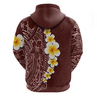 Oxblood Tropical Plumeria With Galaxy Polynesian Art Zip Hoodie