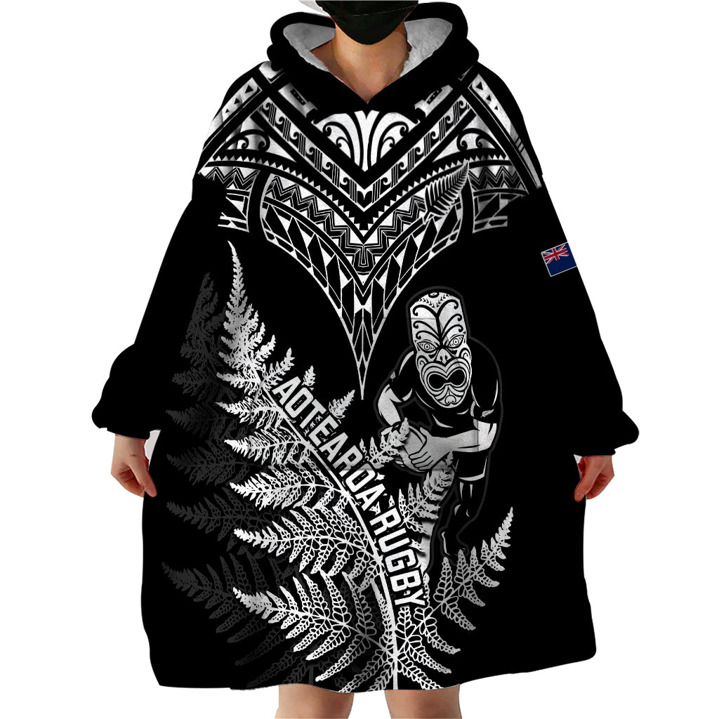 New Zealand Silver Fern Rugby Wearable Blanket Hoodie Go All Black 2023 World Cup LT14 - Polynesian Pride