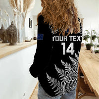 Personalised New Zealand Silver Fern Rugby Women Casual Shirt Go All Black 2023 World Cup LT14 - Polynesian Pride