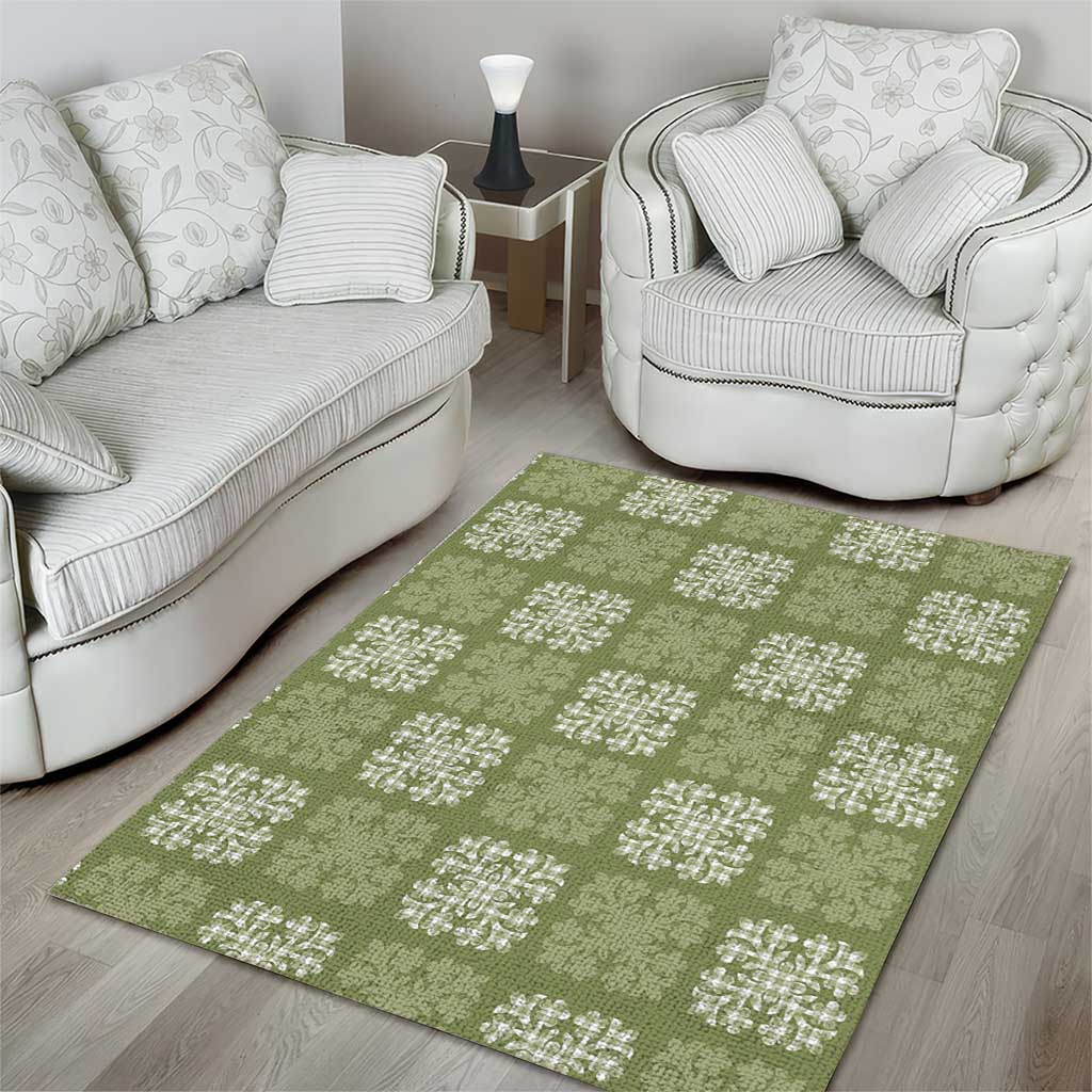 Vesuvian Green Palaka Quilt Hawaii Area Rug Traditional Hawaii-plaid Pattern - Polynesian Pride