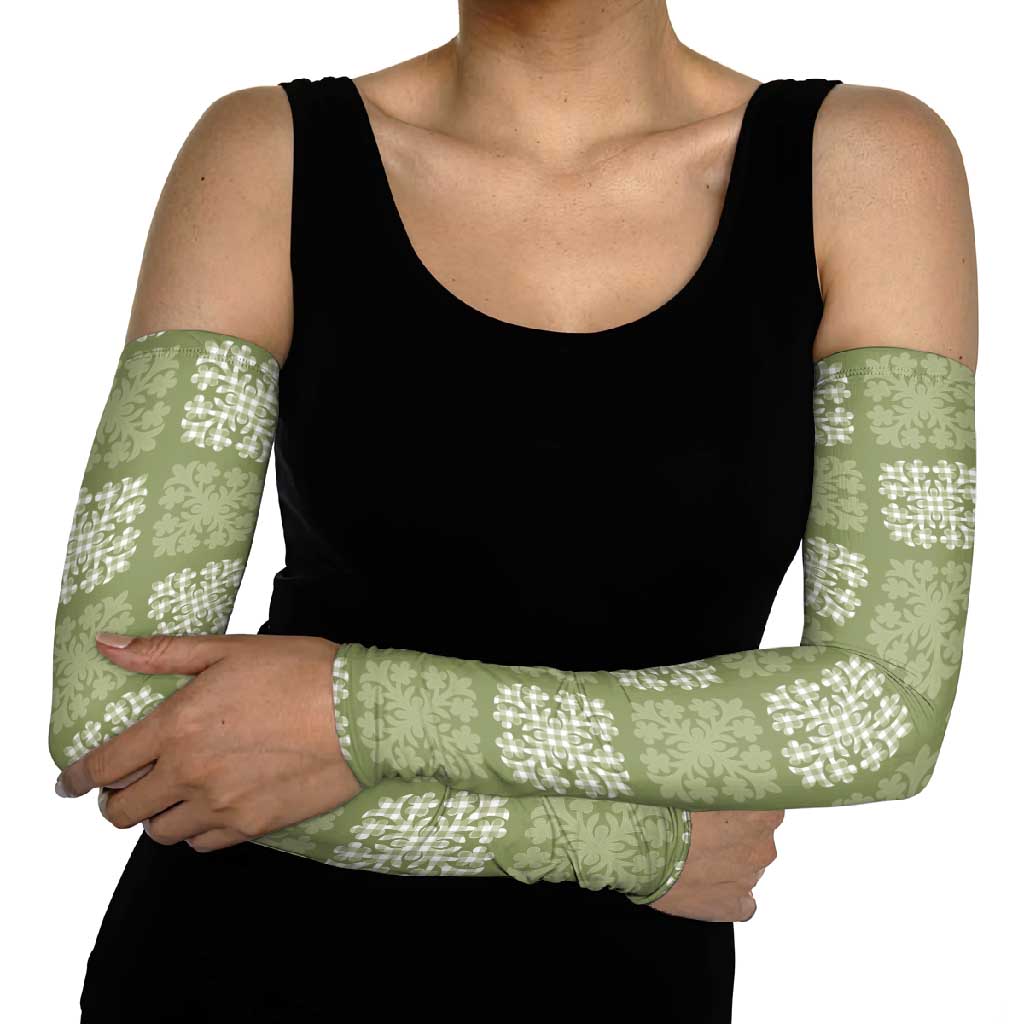 Vesuvian Green Palaka Quilt Hawaii Arm Sleeves Traditional Hawaii-plaid Pattern - Polynesian Pride