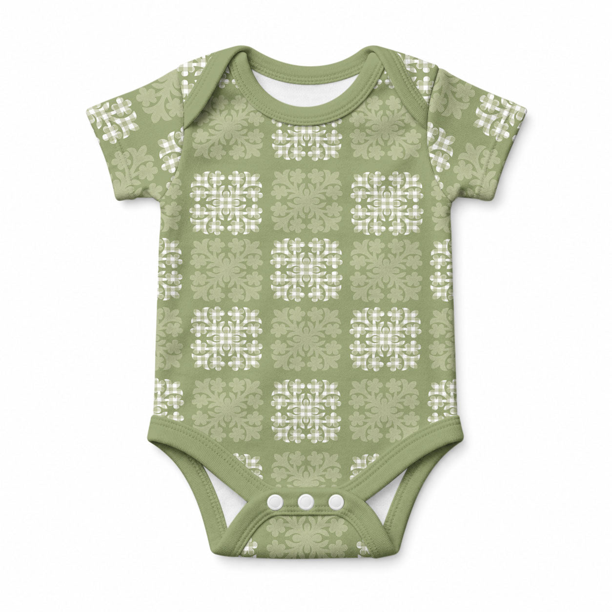 Vesuvian Green Palaka Quilt Hawaii Baby Onesie Traditional Hawaii-plaid Pattern