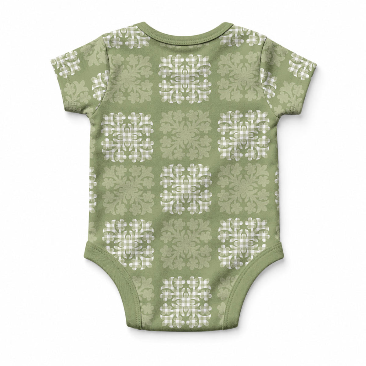Vesuvian Green Palaka Quilt Hawaii Baby Onesie Traditional Hawaii-plaid Pattern