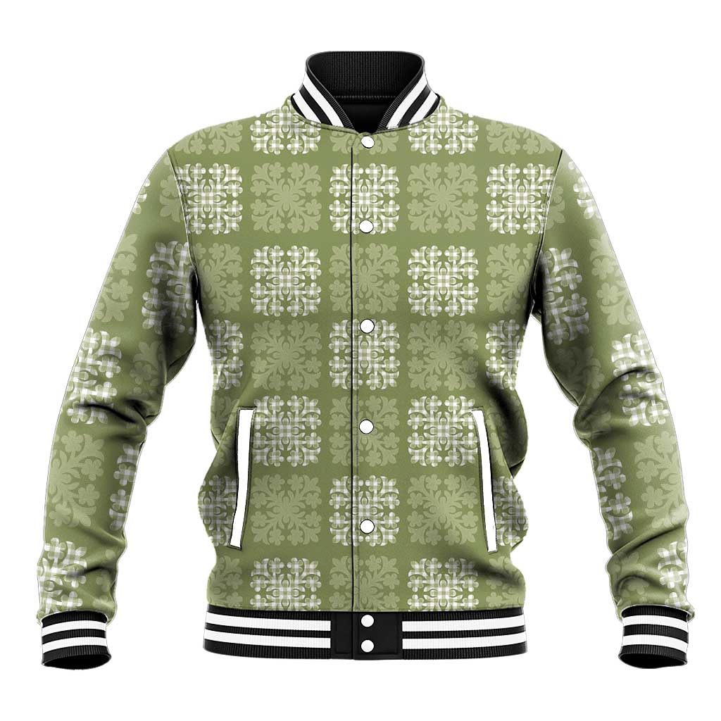 Vesuvian Green Palaka Quilt Hawaii Baseball Jacket Traditional Hawaii-plaid Pattern LT14 Unisex Vesuvian Green - Polynesian Pride