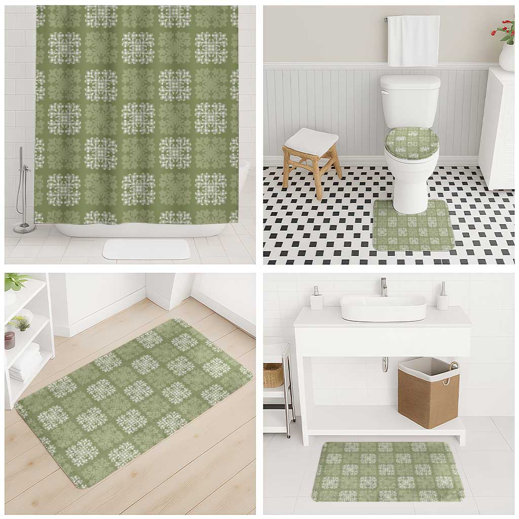 Vesuvian Green Palaka Quilt Hawaii Bathroom Set Traditional Hawaii-plaid Pattern - Polynesian Pride