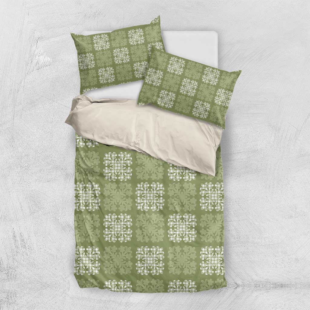 Vesuvian Green Palaka Quilt Hawaii Bedding Set Traditional Hawaii-plaid Pattern - Polynesian Pride