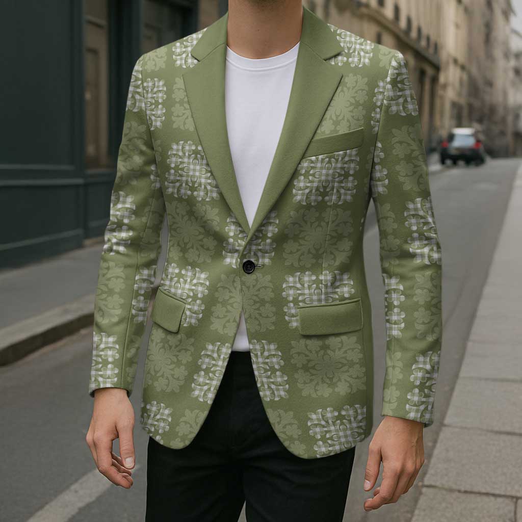 Vesuvian Green Palaka Quilt Hawaii Blazer Traditional Hawaii-plaid Pattern - Polynesian Pride