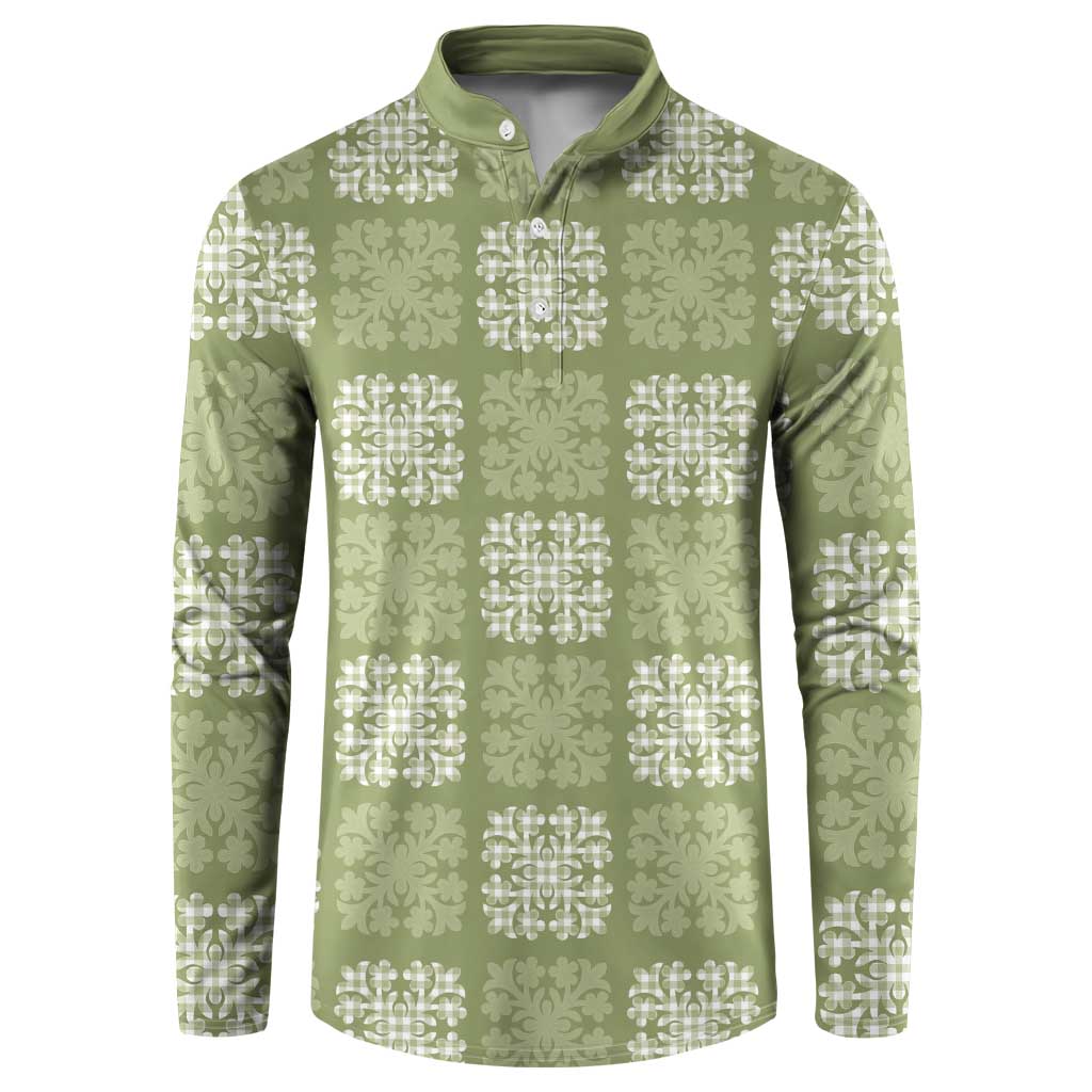 Vesuvian Green Palaka Quilt Hawaii Button Sweatshirt Traditional Hawaii-plaid Pattern LT14 Vesuvian Green - Polynesian Pride