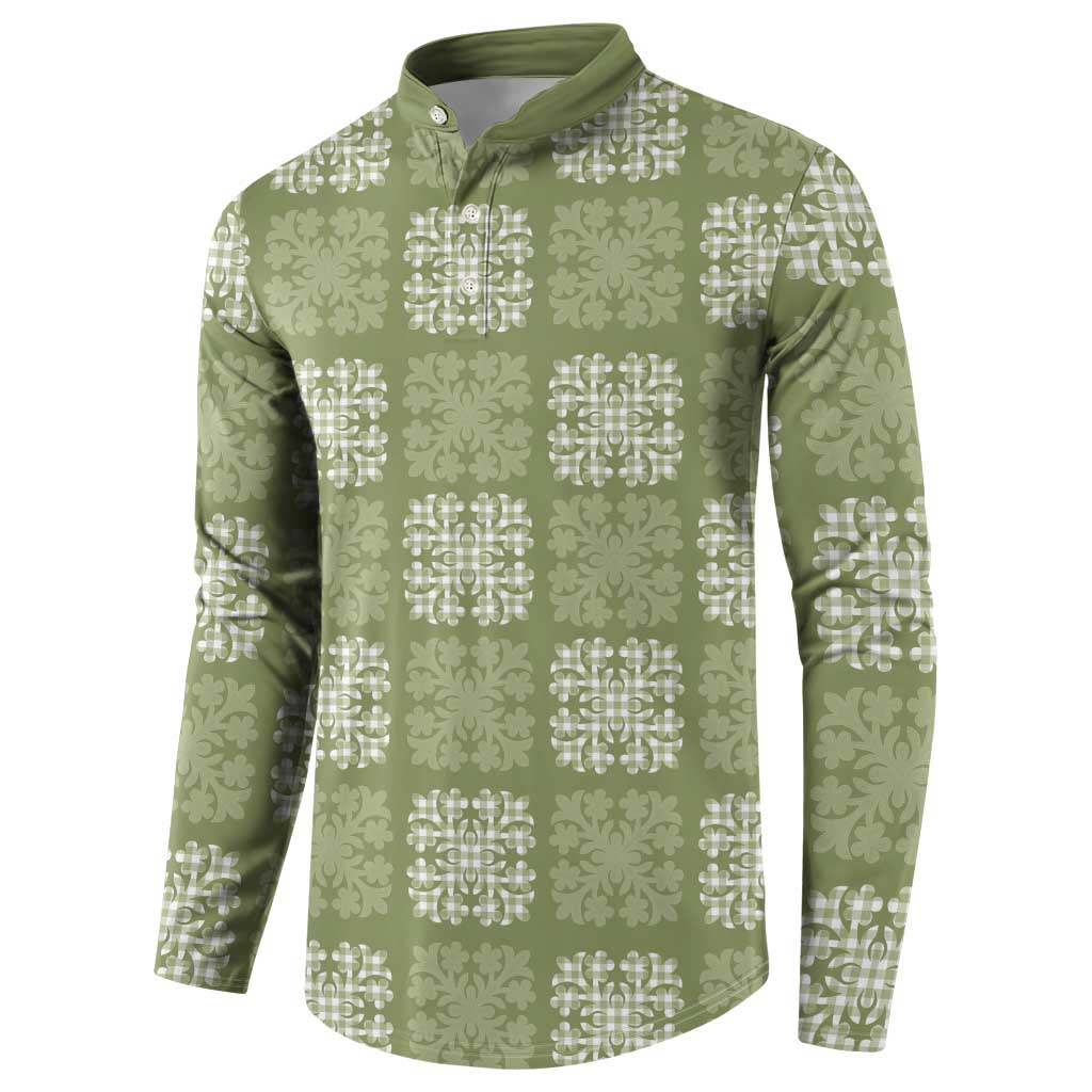 Vesuvian Green Palaka Quilt Hawaii Button Sweatshirt Traditional Hawaii-plaid Pattern LT14 - Polynesian Pride