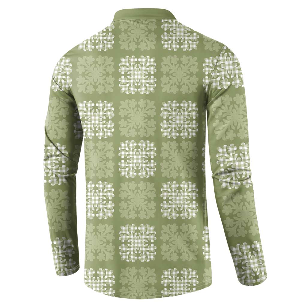 Vesuvian Green Palaka Quilt Hawaii Button Sweatshirt Traditional Hawaii-plaid Pattern LT14 - Polynesian Pride