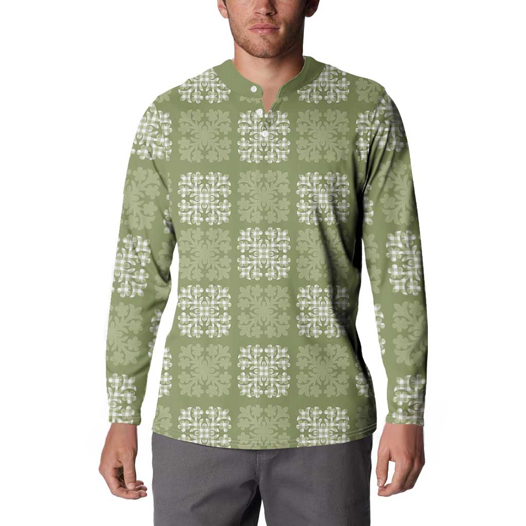 Vesuvian Green Palaka Quilt Hawaii Button Sweatshirt Traditional Hawaii-plaid Pattern LT14 - Polynesian Pride