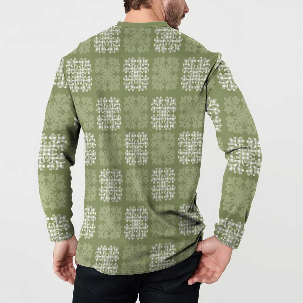 Vesuvian Green Palaka Quilt Hawaii Button Sweatshirt Traditional Hawaii-plaid Pattern LT14 - Polynesian Pride