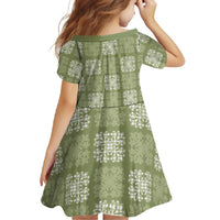 Vesuvian Green Palaka Quilt Hawaii Family Matching Long Sleeve Bodycon Dress and Hawaiian Shirt Traditional Hawaii-plaid Pattern - Polynesian Pride