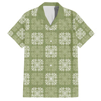 Vesuvian Green Palaka Quilt Hawaii Family Matching Off The Shoulder Long Sleeve Dress and Hawaiian Shirt Traditional Hawaii-plaid Pattern - Polynesian Pride