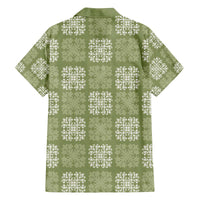 Vesuvian Green Palaka Quilt Hawaii Family Matching Off The Shoulder Long Sleeve Dress and Hawaiian Shirt Traditional Hawaii-plaid Pattern - Polynesian Pride